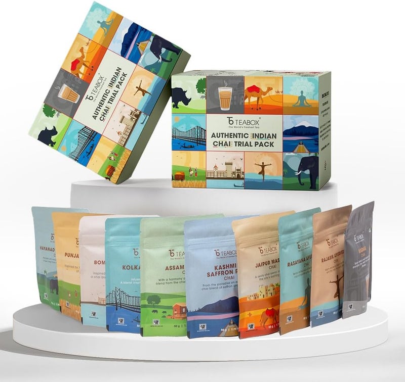 Teabox Premium Authentic Indian Spiced Chai Tea Trial Pack - 20 Exotic Varieties, 600g - Image 1